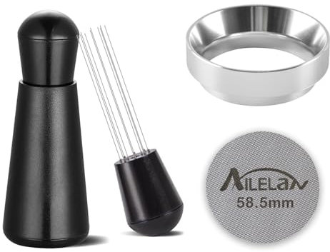 58mm Dosing Funnel, Coffee Distributor Needle Magnetic Portafilter Funnel 58mm with 58.5mm Puck Screen, Espresso Coffee Dosing Ring Coffee Machine Accessories for Barista, Home, Cafe