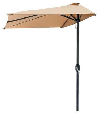 Media Sombrilla de Jardín 230cm Rectangular, Parasol Balcón con 5 Varillas Resistentes y Manivela Suave para Piscinas/Exterior/Terrazas