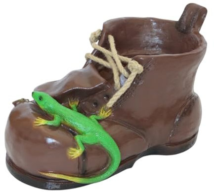 Pflanzfigur Pflanzschuh - rustikales Pflanzgefäß aus Kunststoff, Deko zum Bepflanzen, Höhe 22 cm