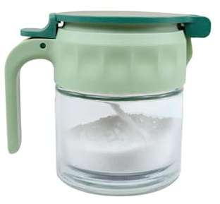 Fackelmann Tarro de Cristal con Tapa Hermética, Organizador Cocina Azucarero con Cuchara 2g, Bote Hermético para Café y Especias, Especiero con Mango Ergonómico, Recipiente Hermético 250 ml