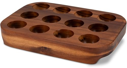 Decorasian Eierhalter aus Holz für 12 Eier - hochwertiger Eierständer aus massivem Akazienholz - stabile Eierablage, dekorativ, nachhaltig & pflegeleicht - Eiertablett