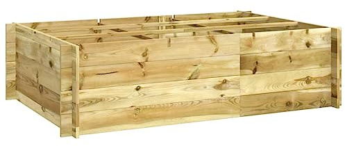 Elegante bancal de jardín, bancal alto, 150 x 100 x 40 cm, madera de pino impregnada, para tejado, jardín, terraza, balcón, centro de jardín
