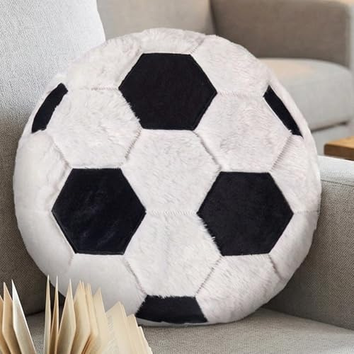 Bqkroa Cojín de asiento de fútbol de felpa de 35 cm: fútbol de felpa suave, cojín de asiento de fútbol esponjoso, decoraciones creativas para habitaciones infantiles, juguetes de fútbol de felpa