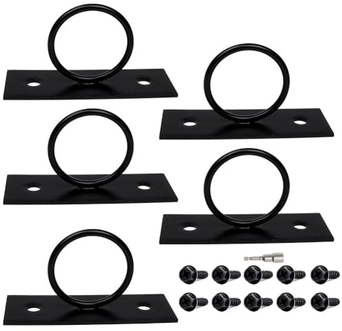 QOXEZY Lot de 5 supports de corde en acier inoxydable (5,1 cm) - Noir - Décoration pour anneau de support pour balustrade paysagère, marinas et jardin
