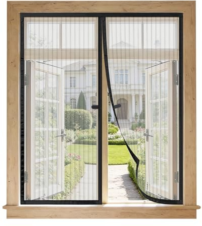Mosquitera Ventana Magnetica 120x110 cm Negro, Malla Ultrafina Anti-insectos Sin Taladrar, Cierre Automático con Imanes Fuertes, Adaptable a la Mayoría de Ventanas, Instalación Rápida y Fácil