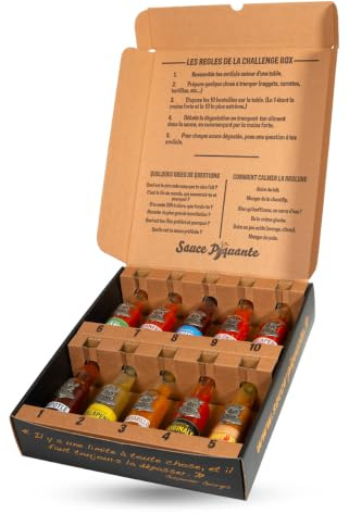 Hellicious Challenge Box, 10 Sauces Piquantes Artisanales Françaises, de 5 000 à 1 000 000 sur l'Échelle de Scoville, 1000 ml