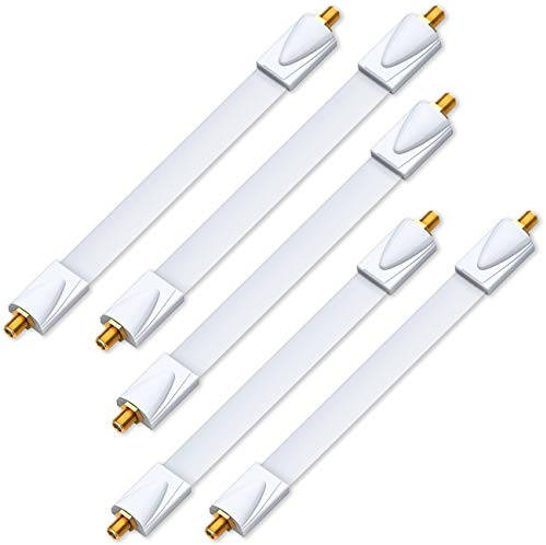 deleyCON 5x Fönstergenomföring för SAT‑kabel - 26cm Total Längd Varav 17cm Flexibel - för Fönster & Dörrar - Guldpläterad, Extra Platt, Skärmad och med Klisterpads - Vit
