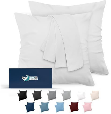 Dreamzie Fundas de Almohada (Juego de 2) - para Las Almohadas 60 x 60 cm, Blanco Alabastro, Microfibra (100% Poliéster) - Fundas de Cojines de Calidad con una Suavidad Incomparable