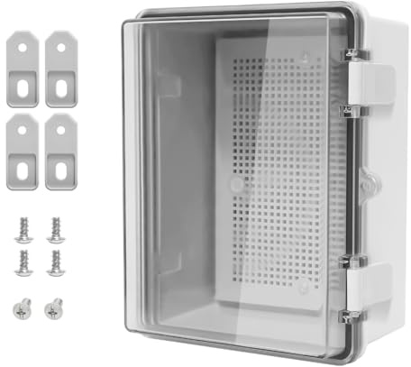 LMioEtool ABS Plastic Dustproof Waterproof IP65 Junction Box Hinged Shell Universal Electrical Project Enclosure Gray, with PC Transparent Clear Cover 8.7 x 6.7 x 4.3inch(220 x170 x110mm)