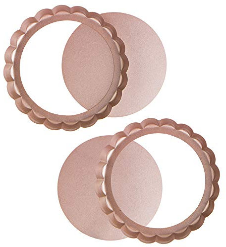 webake Molde para Tartaletas Antiadherentes 6 Pulgadas Moldes Quiche con Bases Sueltas, Round Tart Quiche Pan con base extraíble 15 cm (juego de 2)