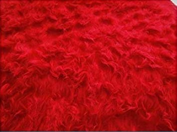 Fabrics-City rot kunstfell Teddy langhaar Fellstoff kuschelfell plüschstoff für nähen, basteln & Dekorationen, zotteliges Zottelfell, Pelzimitat, Webpelz, weiches Fell Stoff, 2705