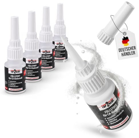 Top2Glue Sekundenkleber Granulat 5x 20g Set – Filler für Risse und Spalten | Schweißnaht, spaltfüllend für Cyanacrylat Sekundenkleber & Industriekleber, zum Auffüllen und Verschließen (5 Flaschen) weiß