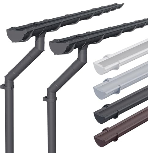 INEFA 2x Dachrinnenset Kunststoff NW100 / 100mm halbrund 4m Anthrazit, Regenrinne PVC für Gartenhaus & Carport, Dachrinnen Set, Dachrinne Kunststoff Made in Germany