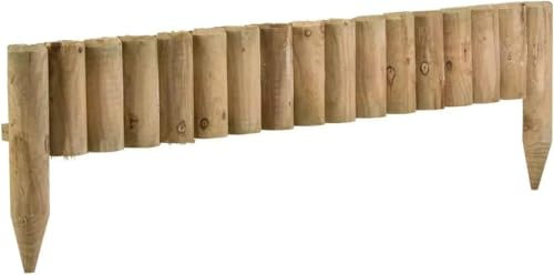 Abaseen 1 x 1M Log Roll Border Wooden Fixed Picket Log Border Fence Edge Garden Outdoor Lawn Edging