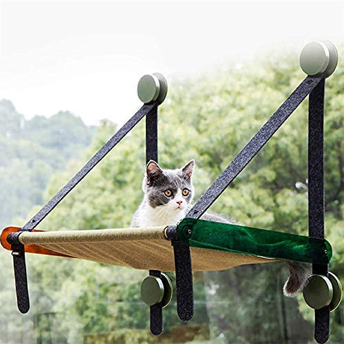 Fenster Katzen Hängematte für Katzen Bis Zu 17Kg, Katzen-Fenstersitze, Extra Stabiler Fenster-Liegestuhl für Katzen, Platzsparendes Design mit Kostenloser Wellpappe
