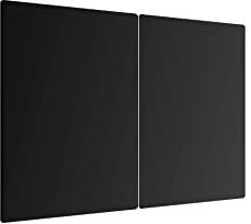 ALLboards Glas Herdabdeckplatte Schneidebrett Schwarz Classic Black 2er Set Multi-Platte Arbeitsplatte Herdschutz Deko für Küchen Gehärtetes Glas, 2 Stück - 52x30cm