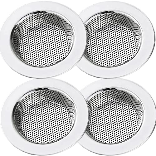 Kitchen Sink Strainer Stainless Steel, kitchen Sink Drain Strainer，Sink Strainers for Kitchen Sinks with Large Wide Rim 4.5 Diameter (4 PACK)