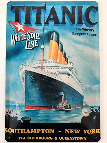 Metall Schild 20x30cm Titanic World´s Largest Liner New York Blechschild