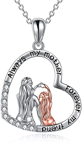 YAFEINI Mutter und Tochter Kette 925 Sterling Silber Mama Bilder Foto Medaillon Herz Halskette Anhänger Halskette Schmuck Geschenke für Mama