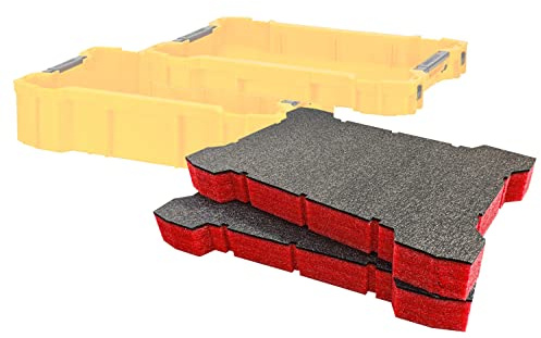 Shadow Foam ToughSystem 2.0 Tool Tray Inserts [Twin Pack] for DeWalt Toolboxes | Tool Organisation (50mm, Red)
