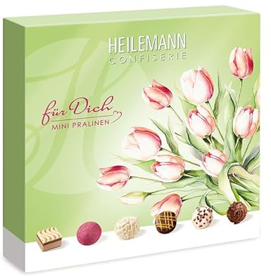 Heilemann Mini Pralinen „Für dich“ 91 g | 15 Mini-Pralinés mit Alkohol | Edelvollmilch 32% & Edelbitter 62% Kakao | Geschenkpackung