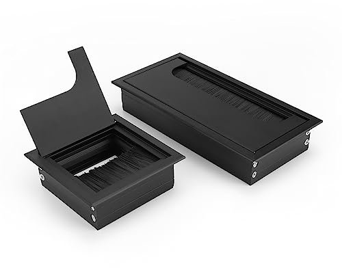 Schreibtisch Kabeldurchführung, PARFCO 2 Stück Kabeldurchlass 80x80mm und 160x80mm, Staubabweisend Reduziert Ausfransen, Tisch Kabeldurchführung für Büro, Arbeitszimmer, Schlafzimmer