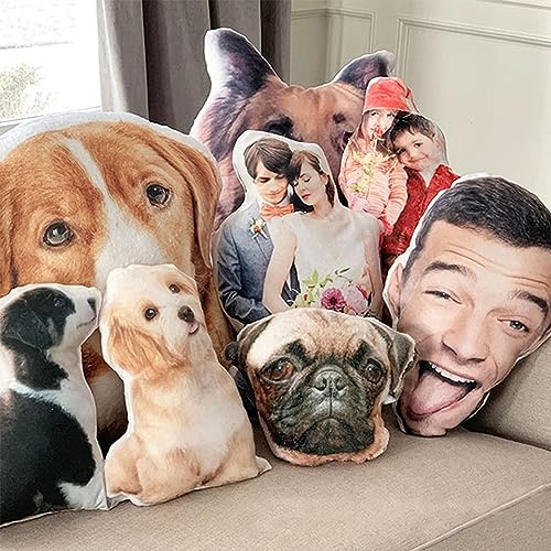hadefa Customized Throw Pillows,Pillow for Cats Dogs,Upload Photos Personalized 3D Printing for Head and Body,Shaped Pillow Creative Gift,Birthday Gift