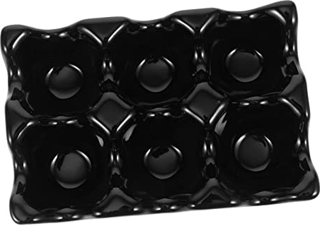 Cabilock Bandeja de Cerámica para Huevos 6 Ranuras Negra Rejilla Multiusos para Almacenar y Servir Huevos Cocidos o Frescos en Cocina y Refrigerador Reutilizable para Hogar