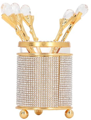 6-teiliges Kaffee-Dessertlöffel-Set, 6-teiliges Kaffeelöffel-Set, Ornamente mit Halter, Zinklegierung, Gold-Dessertlöffel, Mini-Teelöffel-Set für Obst, Rühren, Mischen, Zucker,