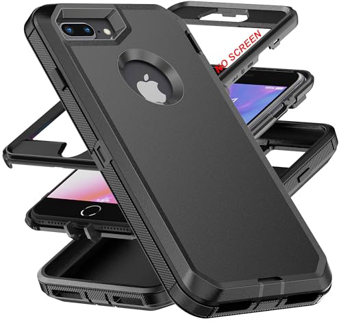 AYMECL for iPhone 6 Plus/,iPhone 7 Plus/,iPhone 8 Plus Case[Military Grade] 3 in 1 Heavy Duty Full Body Shockproof Protection Phone Case for iPhone 6P/7P/8P 5.5 inch,Black