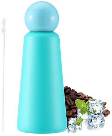 EQARD Trinkflasche Edelstahl Kinder Erwachsene 500ml Thermosflasche 360° Auslaufsicher Kaffeebecher to go Isolierflasche Wasserflasche mit Deckel Bürste Hält 12h Heiß/24h Kalt BPA-Frei (Teal)