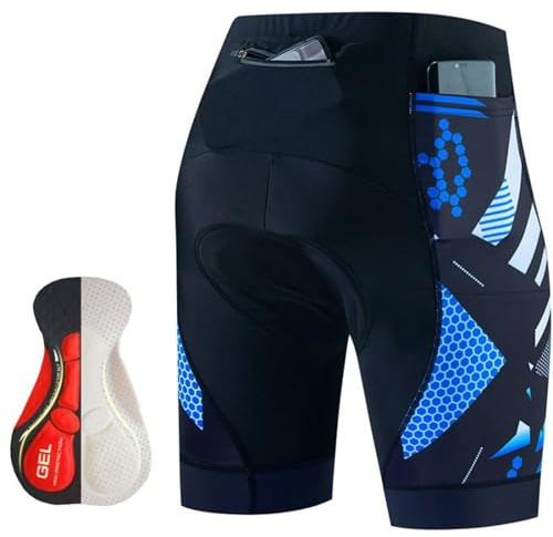 MODRYER Fahrradhose Herren MTB Radunterhose Gepolstert Radlerhose Fahrrad Unterwäsche Atmungsaktiv Schnelltrocknend Radhose Mit Gel Sitzpolster Elastische Mountainbike Shorts,Blue-3XL