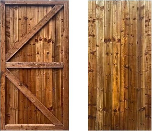 Garden Gate, Pedestrian Wooden Gate Pressure Treated, Wooden Feather Edge Garden Door 6ft Height 2 Feet Width 2 inches Depth (180cm High x 90cm Wide x 6cm Deep)