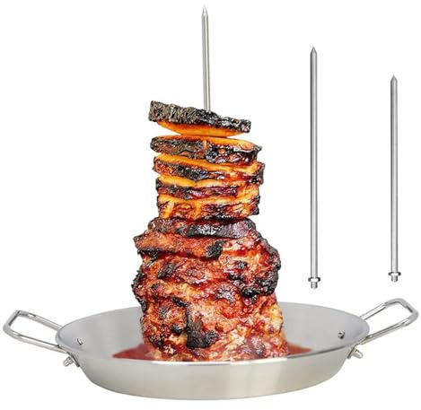 Brochettes de Viande Verticales - Generic - Argenté - Acier Inoxydable - Support Amovible - Pour Saucisses, Shawarma, Churrasco Brésilien - Vis Vertes
