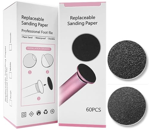 HayZBao Schleifpapier-Set, 4,3 x 4,3 cm, für elektrischen Hornhautentferner, Pediküre-Scheiben, Schleifscheiben, Ersatz-Set – 1 Box (feine Körnung 30 und 30 grobe Körnung)