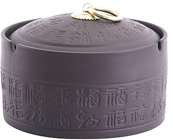 Aschenbecher Schwarz Keramik for Draussen Mit Deckel Retro Windaschenbecher Geruchsdicht Outdoor Ashtray for Draußen Sturmaschenbecher for Home Office Schlafzimmer Balkon Couchtisch
