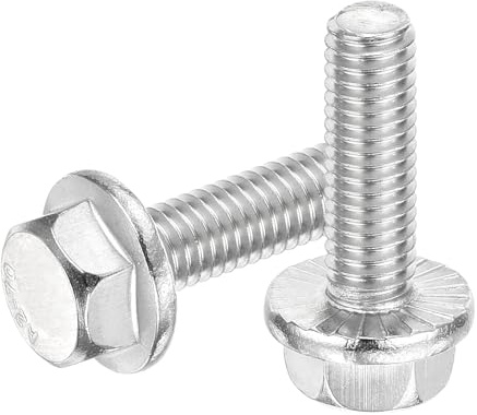 sourcing map 10Pcs M6 x 20mm Hex Serrated Flange Bolts Screws, 304 Stainless Steel Flanged Hex Head Bolts Flange Hexagon Screws for Households, Machine Tools, and DIY project, Silver