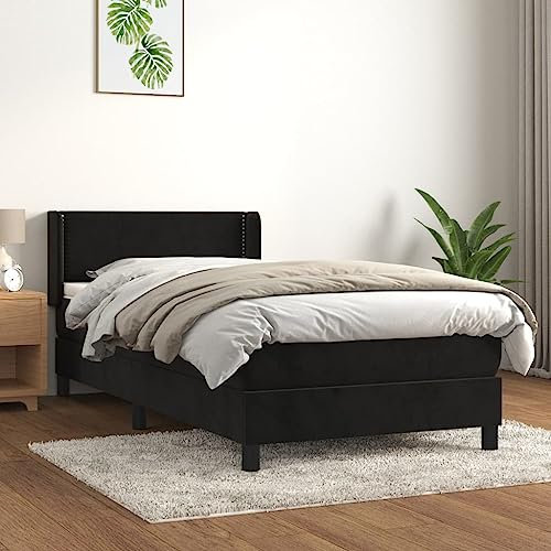 qohoio Boxspringbett mit Matratze Betten Mit Matratze Schlafzimmer Bett Boxspringbett Mit Matratze Schwarz 90x200 cm Samt - 3130879