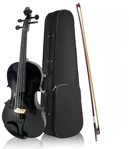 Yinfente 4/4 Akustische Bratsche in voller Größe, 4 Saiten, 40,6 cm, 41,9 cm, 38,1 cm, Fichtendecke, Ahornrückseite, Ebenholzbeschläge mit Hartschalenkoffer, Brasilholzbogen, Reinigungstuch, schwarz