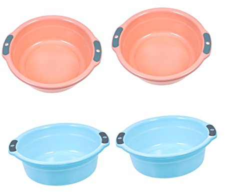 FELTECHELECTR 4pcs Hanging Wash Basins Medium Size Thickened Bathroom Handwashing and Foot Basins Home Use Double Handles Portable for Laundry and Kitchen Random Color