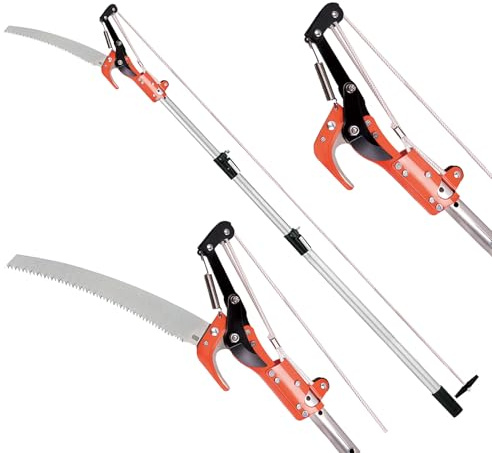 BLUEMARS Lightweight Telecopic Tree Prunner 3.3m Aluminium Tree Looper 2 in 1 with 40mm Cutting Capacity,Adjustable Length 170cm-330cm, Extendable Pole Saw for Branches