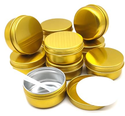 Wopanxye 10-pack 50 ml aluminium tenn behållare, 50 g läckagefria kosmetiska burkar | 50 gram guld små sminkbehållare runda skruvlock för kosmetika, salvor, läppbalsam, toner, kräm, ljus, te, pärlor, vax