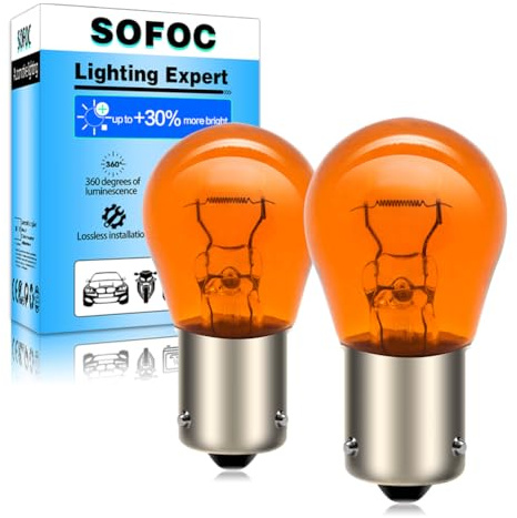 SOFOC PY21W 12V 21W BAU15S Amber Gelb Blinker Kontrollleuchte 150°-Offset-Stift Einfachkontakt/Strahl Bajonettsockel S25 Birne 2Stk