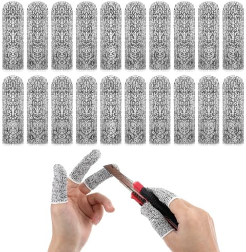 Cut Resistant Finger Cots, 20 Pcs Finger Protectors Anti-Slip Finger Covers for Cuts Reusable Thumb Finger Sleeves Fingertip Protector for Kitchen Garden Work Sculpture