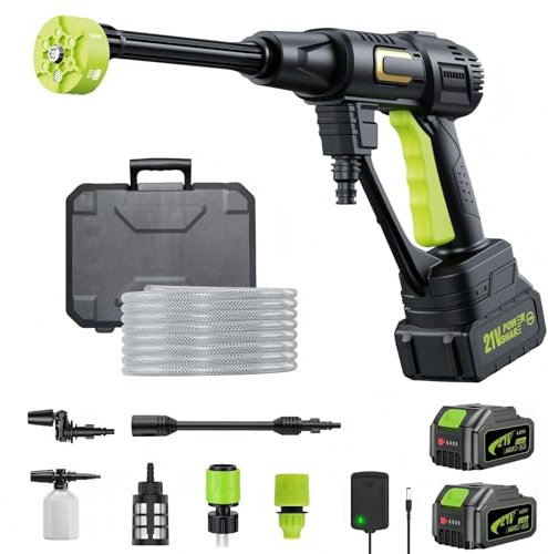 Kevsuvqin Cordless Pressure Washer, Max 120 Bar Portable Power Washer, 2x4.0Ah Battery Pressure Washer, 3 Levels Adjustable, 6-IN-1 Adjustable Nozzle, Cordless Power Washer for Car/Garden Cleaning