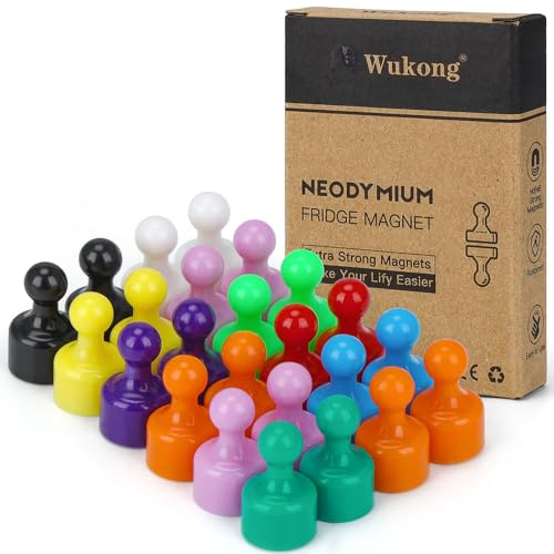 Wukong Lot de 24 Aimants Puissants pour Tableau Magnétique – Petits Aimants Colorés pour Réfrigérateur, Tableau Blanc, Bureau, et Panneau d’Affichage