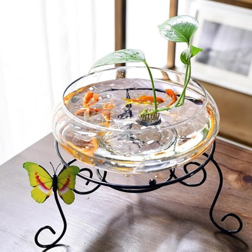 Lotus Schüssel Pflanzer, Runde Lotus Blume Schüssel, Klare Wasser Lilie Schüssel, Pflanzen im Wasser drinnen, für Blume Succulent Hydroponic Pflanze Fisch Home Decor Ohne Halterung (Klein (5,91in))