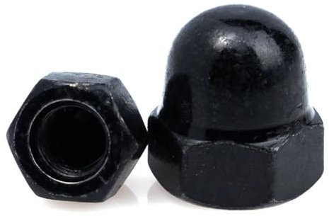 AYYSSM M3 M4 M5 M6 M8 M10 M12 Hutmutter aus vernickeltem schwarzem Kohlenstoffstahl, Sechskantmuttern, dekorative Kuppelkopfabdeckung, halbrunde Hutmutter(Black,M8-3pcs)