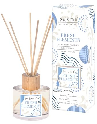 Raumduft Diffuser Fresh Elements, 100 ml mit Stäbchen - Essential Oils Lufterfrischer in Geschenkverpackung | Spritzige Mischung aus Bergamotte, Grapefruit & Karamell | Wohn-, Schlaf-, Bad, WC, Hotel