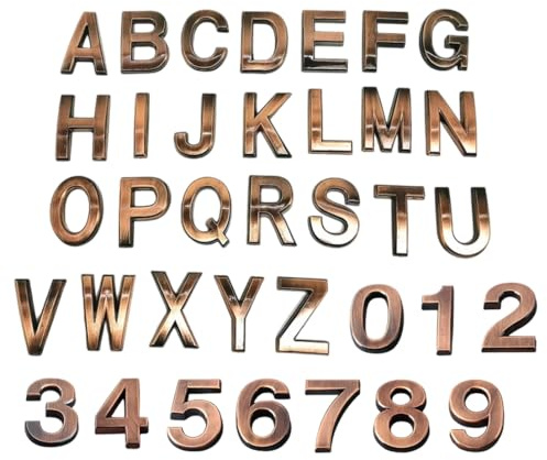 NewL Individuelle galvanisierte Kunststoff-Buchstaben Bronze, 5cm | Witterungsbeständig & rostfrei, mit starkem Klebeband, für Auto, Briefkasten, Haus, Hotel, Türaufkleber, Emblem, Namensschild
